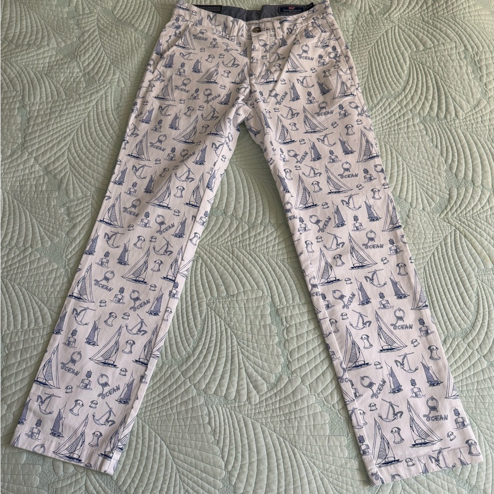 NWT men’s vineyard vines breaker pant size 28x30 in sail blueprint pattern